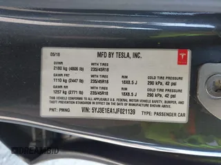 2018 Tesla Model 3 Long Range Battery with VIN 5YJ3E1EA1JF021139, listed as a IAAI auction lot 42116626 with 83,003 mi miles and . Bid and sale history available at DreamBid. Image 9.