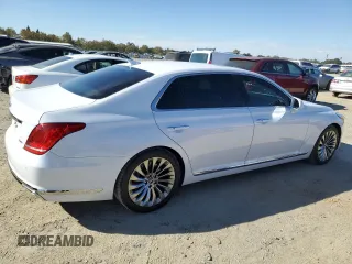2018 Genesis G90 5.0L Ultimate with VIN KMHG54JH3JU039019, listed as a Copart auction lot 76333504 with 56,296 mi miles and Salvage Title. Bid and sale history available at carsss.com. Image 3.