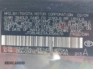 2010 Toyota Corolla with VIN JTDBU4EEXAJ056676, listed as a IAAI auction lot 42224150 with 246,390 mi miles and . Bid and sale history available at DreamBid. Image 9.