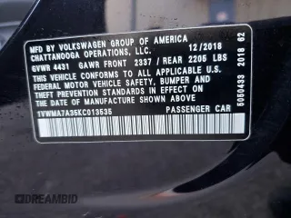 2019 Volkswagen Passat SE R-Line z VIN 1VWMA7A35KC013535, wystawiony jako Copart lot #80677504 z przebiegiem 88 376 mil mil oraz Szkoda całkowita • Salvage title. Historia ofert i sprzedaży dostępna na DreamBid. Obrazek 12.