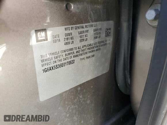 2014 Cadillac CTS Luxury AWD with VIN 1G6AX5S36E0170622, listed as a Copart auction lot 43345385 with Not Provided miles and Salvage Title. Bid and sale history available at DreamBid. Image 12.