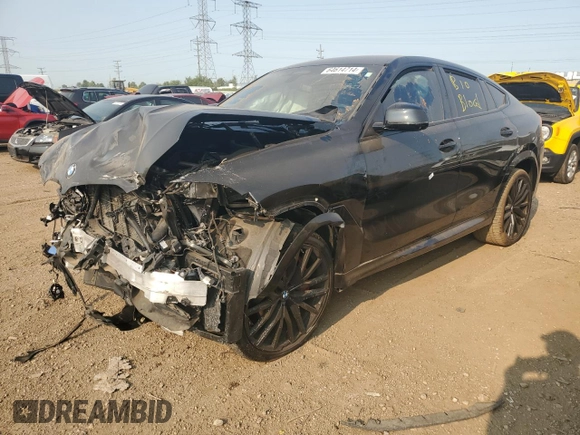 2021 BMW X6 M50i with VIN 5UXCY8C05M9H31042, listed as a Copart auction lot 64614714 with 0 mi miles and Salvage Title. Bid and sale history available at carsss.com. Image 1.