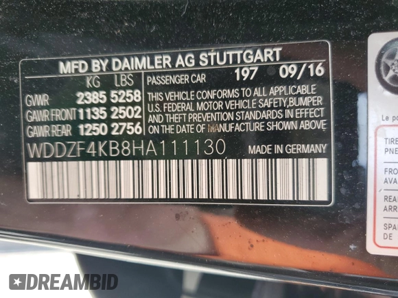 2017 Mercedes-Benz E-Class E 300 Luxury with VIN WDDZF4KB8HA111130, listed as a Copart auction lot 63872114 with 78,544 mi miles and Salvage Title. Bid and sale history available at carsss.com. Image 12.