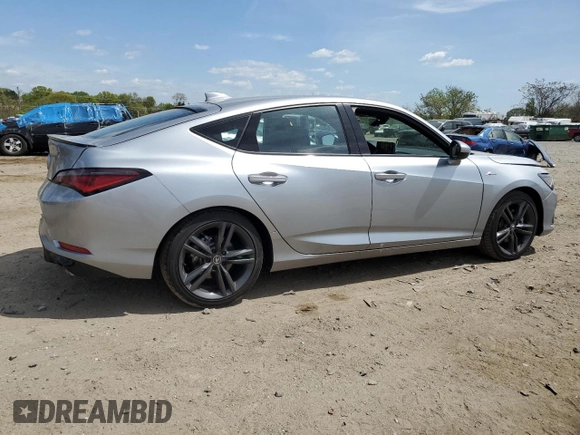 2025 Acura Integra w/A-Spec Package with VIN 19UDE4H30SA010941, listed as a Copart auction lot 53807295 with 1,600 mi miles and Salvage title. Bid and sale history available at DreamBid. Image 3.
