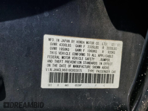 2008 Acura TSX with VIN JH4CL96818C003875, listed as a Copart auction lot 63765805 with 153,067 mi miles and Non repairable. Bid and sale history available at DreamBid. Image 12.