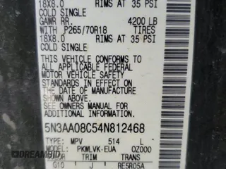 2004 Infiniti QX56 with VIN 5N3AA08C54N812468, listed as a Copart auction lot 77897554 with 0 mi miles and Salvage Title. Bid and sale history available at carsss.com. Image 14.
