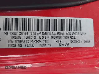 2018 Ram 1500 Tradesman с VIN 1C6RR7FTXJS103625, выставлен на аукционе IAAI как лот 41951198 с пробегом 175 047 миль миль и . История ставок и продаж доступна на DreamBid. Изображение 9.