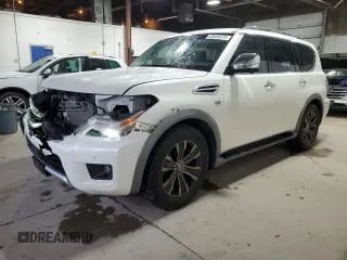 2017 Nissan Armada Platinum z VIN JN8AY2NE2H9706363, wystawiony jako Copart lot #53836375 z przebiegiem 116 120 mil mil oraz Szkoda całkowita • Salvage title. Historia ofert i sprzedaży dostępna na DreamBid. Obrazek 1.