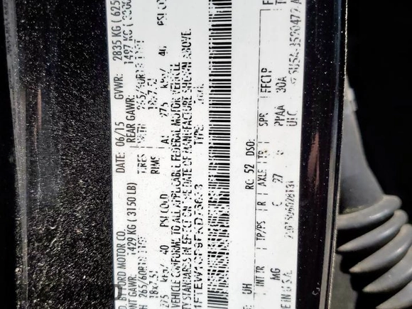 2015 Ford F-150 XL with VIN 1FTEW1CP9FKD76633, listed as a Copart auction lot 58172055 with 149,079 mi miles and Salvage title. Bid and sale history available at DreamBid. Image 12.