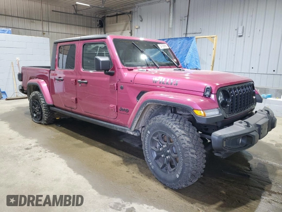 2024 Jeep Gladiator Sport S with VIN 1C6HJTAG9RL126938, listed as a Copart auction lot 54168665 with 6,975 mi miles and Salvage title. Bid and sale history available at DreamBid. Image 4.