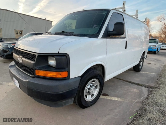 2017 Chevrolet Express Cargo Van with VIN 1GCWGAFFXH1119347, listed as a Copart auction lot 46950255 with 261,808 mi miles and Clean Title. Bid and sale history available at carsss.com. Image 2.