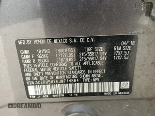 2018 Honda HR-V EX-L Navi with VIN 3CZRU5H76JM714864, listed as a Copart auction lot 44282305 with Not Provided miles and Salvage Title. Bid and sale history available at carsss.com. Image 12.
