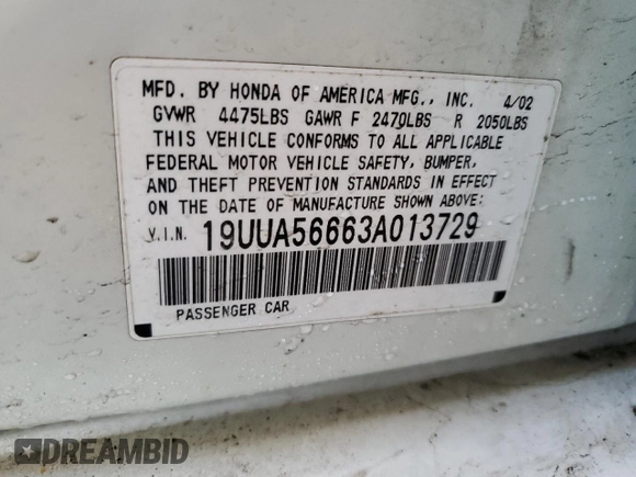 2003 Acura TL with VIN 19UUA56663A013729, listed as a Copart auction lot 47128605 with 138,467 mi miles and Salvage Title. Bid and sale history available at carsss.com. Image 12.