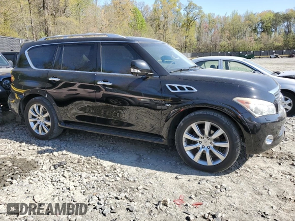 2014 Infiniti QX80 with VIN JN8AZ2NC8E9351805, listed as a Copart auction lot 51715735 with 130,943 mi miles and Salvage Title. Bid and sale history available at carsss.com. Image 4.