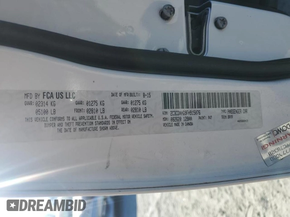 2015 Dodge Charger SXT with VIN 2C3CDXHG9FH915076, listed as a Copart auction lot 46792735 with 156,199 mi miles and Salvage Title. Bid and sale history available at DreamBid. Image 14.