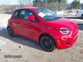 2024 FIAT 500e INSPI(RED) with VIN ZFAFFAA46RX213143, listed as a IAAI auction lot 41101312 with 4,254 mi miles. Bid and sale history available at carsss.com. Image 1.