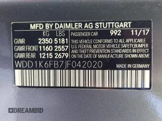 2018 Mercedes-Benz E 400 with VIN WDD1K6FB7JF042020, listed as a IAAI auction lot 42022041 with 69,859 mi miles and . Bid and sale history available at DreamBid. Image 9.