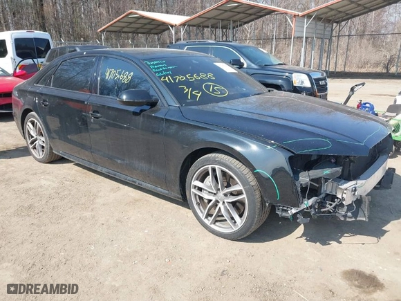 2017 Audi A8 L with VIN WAU44AFDXHN004395, listed as a IAAI auction lot 41705688 with 63,282 mi miles. Bid and sale history available at carsss.com. Image 1.