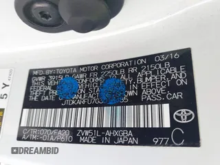 2016 Toyota Prius Four with VIN JTDKARFU7G3013485, listed as a IAAI auction lot 41954277 with 130,336 mi miles. Bid and sale history available at carsss.com. Image 9.