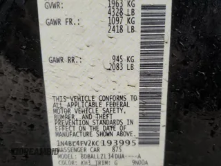 2019 Nissan Altima 2.5 Platinum with VIN 1N4BL4FV2KC193995, listed as a Copart auction lot 44106215 with 59,488 mi miles and Salvage Title. Bid and sale history available at carsss.com. Image 12.
