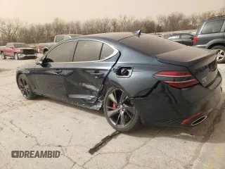 2023 Genesis G70 3.3T with VIN KMTG54TE4PU113520, listed as a Copart auction lot 49345075 with 35,625 mi miles and Salvage Title. Bid and sale history available at DreamBid. Image 2.