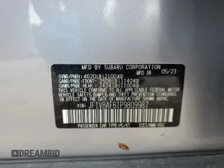 2023 Subaru WRX Premium with VIN JF1VBAF61P9809987, listed as a Copart auction lot 58935475 with 19,217 mi miles and Salvage title. Bid and sale history available at DreamBid. Image 12.