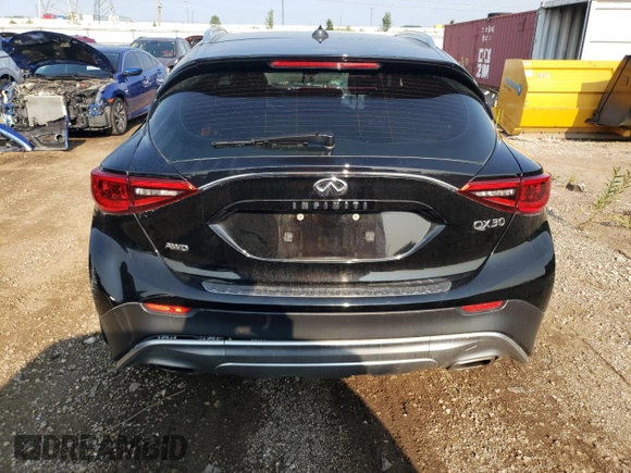 2017 Infiniti QX30 Luxury with VIN SJKCH5CR3HA029928, listed as a Copart auction lot 65221134 with 0 mi miles and Salvage Title. Bid and sale history available at carsss.com. Image 6.