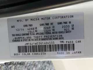 2016 Mazda 6 i Grand Touring с VIN JM1GJ1W53G1404533, выставлен на аукционе Copart как лот 46860575 с пробегом 94 105 миль миль и Списание • Salvage title. История ставок и продаж доступна на DreamBid. Изображение 15.