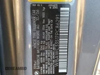 2007 BMW 3 Series 328xi with VIN WBAWC33517PC86291, listed as a Copart auction lot 86404614 with Not Provided miles and Salvage Title. Bid and sale history available at DreamBid. Image 13.