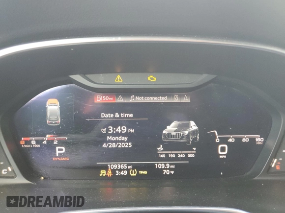 2021 Audi Q3 S line Premium Plus with VIN WA1EECF36M1129591, listed as a Copart auction lot 54921935 with 109,365 mi miles and Salvage title. Bid and sale history available at DreamBid. Image 9.