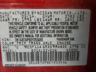 2014 Nissan Sentra SV with VIN 3N1AB7AP8EY253456, listed as a Copart auction lot 60171835 with 123,250 mi miles and Salvage title. Bid and sale history available at DreamBid. Image 12.