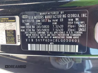2020 Kia Telluride S with VIN 5XYP6DHC8LG050601, listed as a IAAI auction lot 41769056 with 146,682 mi miles and . Bid and sale history available at DreamBid. Image 9.