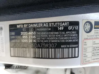 2013 Mercedes-Benz C 250 Sport with VIN WDDGF4HB5DA759307, listed as a Copart auction lot 49844265 with 77,702 mi miles and Salvage Title. Bid and sale history available at DreamBid. Image 12.
