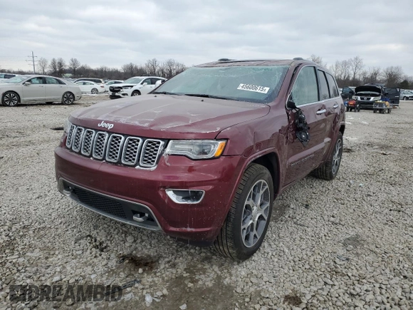 2020 Jeep Grand Cherokee Overland with VIN 1C4RJFCG2LC327390, listed as a Copart auction lot 45600615 with 121,504 mi miles and Salvage Title. Bid and sale history available at carsss.com. Image 1.