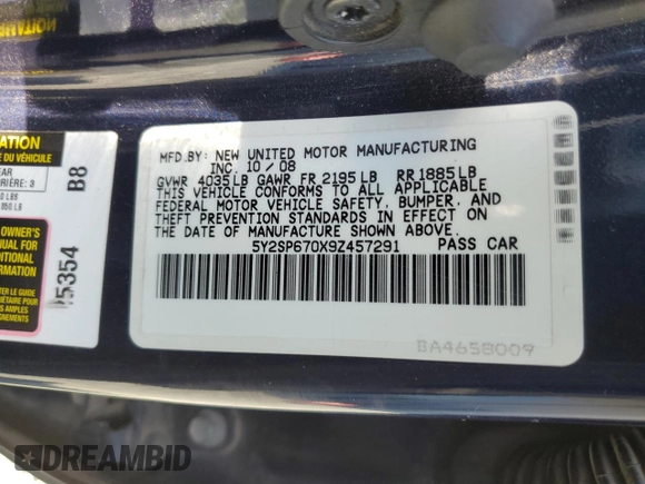 2009 Pontiac Vibe w/1SB with VIN 5Y2SP670X9Z457291, listed as a Copart auction lot 76088134 with 212,186 mi miles and Salvage Title. Bid and sale history available at carsss.com. Image 12.