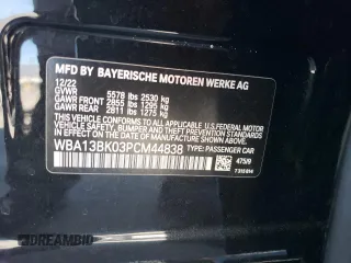 2023 BMW 5 Series M550i xDrive with VIN WBA13BK03PCM44838, listed as a Copart auction lot 68434874 with 17,798 mi miles and Salvage title. Bid and sale history available at DreamBid. Image 14.