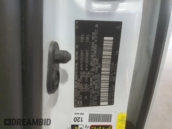 2018 Toyota Sienna XLE Auto Access Seat with VIN 5TDYZ3DC3JS933081, listed as a Copart auction lot 57483265 with 50,764 mi miles and Salvage title. Bid and sale history available at DreamBid. Image 13.