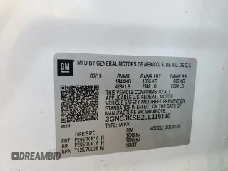 2020 Chevrolet Trax LS z VIN 3GNCJKSB2LL119140, wystawiony jako Copart lot #54977365 z przebiegiem 60 697 mil mil oraz Szkoda całkowita • Salvage title. Historia ofert i sprzedaży dostępna na DreamBid. Obrazek 13.