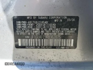 2024 Subaru Impreza Sport with VIN JF1GUAFC9R8362875, listed as a Copart auction lot 75632764 with 4,681 mi miles and Salvage Title. Bid and sale history available at carsss.com. Image 13.