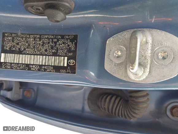 2008 Toyota Prius with VIN JTDKB20U587709026, listed as a IAAI auction lot 41981671 with 220,110 mi miles. Bid and sale history available at carsss.com. Image 9.