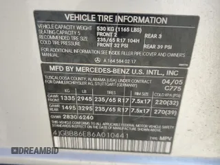 2006 Mercedes-Benz M 350 with VIN 4JGBB86E86A010441, listed as a Copart auction lot 54656245 with 236,121 mi miles and Salvage Title. Bid and sale history available at DreamBid. Image 13.