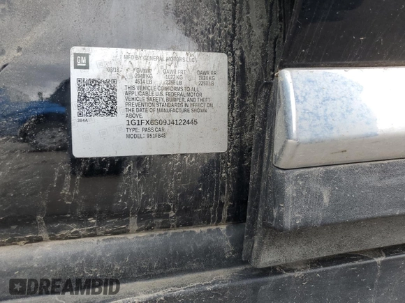 2018 Chevrolet Bolt EV Premier with VIN 1G1FX6S09J4122445, listed as a Copart auction lot 55230635 with 33,569 mi miles and Salvage title. Bid and sale history available at DreamBid. Image 13.