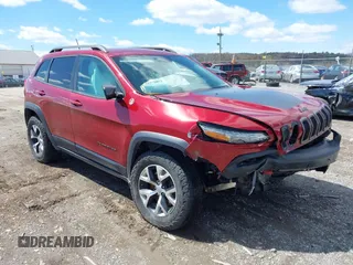 2015 Jeep Cherokee Trailhawk with VIN 1C4PJMBS0FW728361, listed as a IAAI auction lot 41978853 with 123,127 mi miles. Bid and sale history available at carsss.com. Image 1.