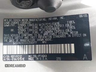 2005 Toyota Sienna XLE с VIN 5TDZA22C55S356911, выставлен на аукционе IAAI как лот 42246471 с пробегом 314 805 миль миль и . История ставок и продаж доступна на DreamBid. Изображение 9.