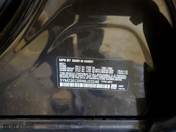 2022 BMW X4 M with VIN 5YM23EC05N9J23246, listed as a Copart auction lot 48730835 with 0 mi miles and Salvage Title. Bid and sale history available at carsss.com. Image 13.