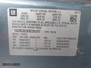 2011 Chevrolet Silverado 1500 LT with VIN 1GCRCSE0XBZ269267, listed as a IAAI auction lot 41887946 with 88,439 mi miles. Bid and sale history available at carsss.com. Image 9.