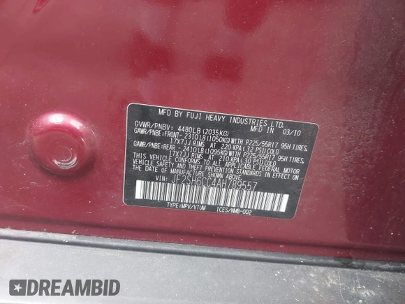 2010 Subaru Forester X Premium with VIN JF2SH6CC4AH789557, listed as a IAAI auction lot 42581203 with 176,350 mi miles and . Bid and sale history available at DreamBid. Image 9.