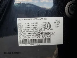 2020 Acura MDX with VIN 5J8YD4H33LL031454, listed as a Copart auction lot 45298875 with 18,627 mi miles and Salvage Title. Bid and sale history available at carsss.com. Image 15.
