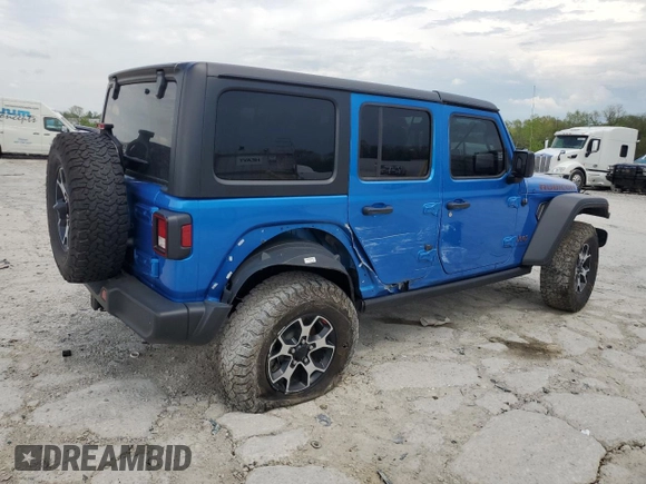 2021 Jeep Wrangler Unlimited Rubicon with VIN 1C4JJXFM7MW794325, listed as a Copart auction lot 54525315 with 43,826 mi miles and Salvage title. Bid and sale history available at DreamBid. Image 3.