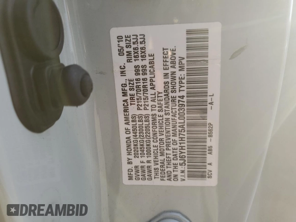 2010 Honda Element EX with VIN 5J6YH1H75AL003974, listed as a Copart auction lot 83951814 with 140,176 mi miles and Salvage Title. Bid and sale history available at DreamBid. Image 13.